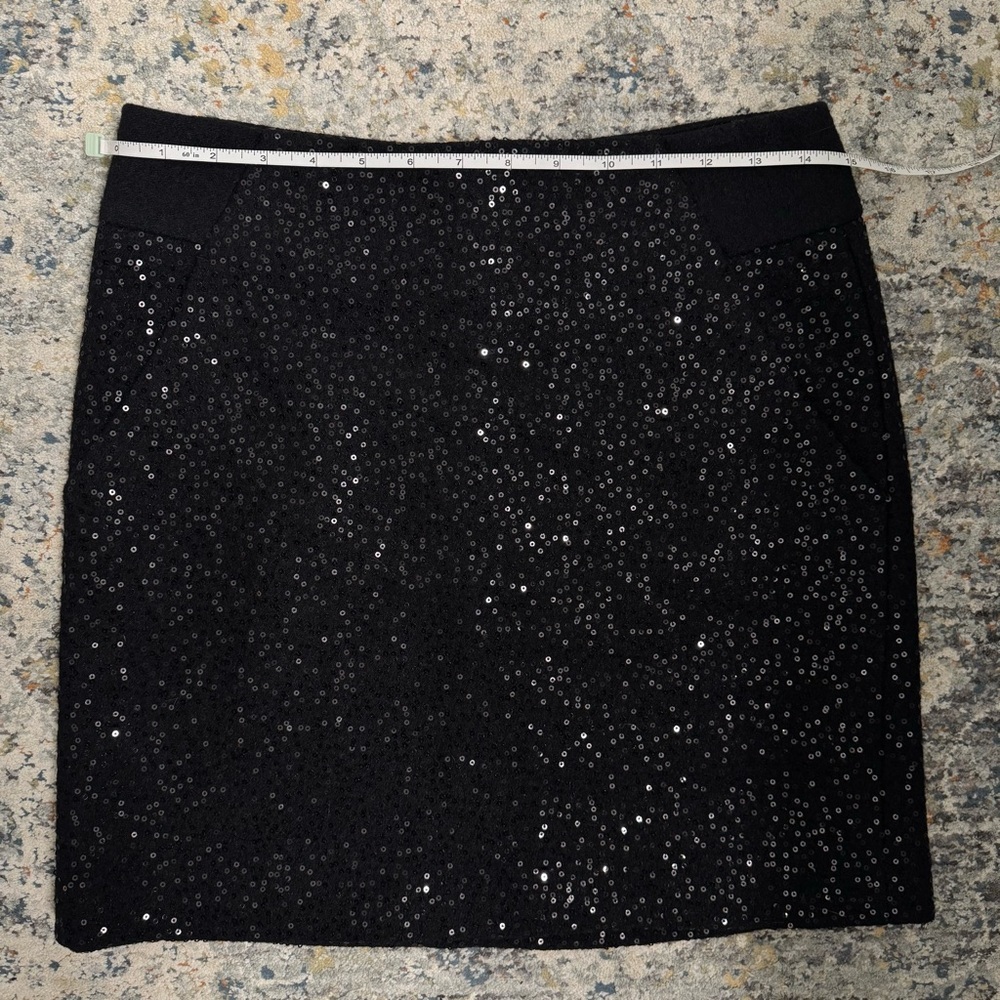 Loft black sequin wool mini skirt size 2 - Picture 9 of 11
